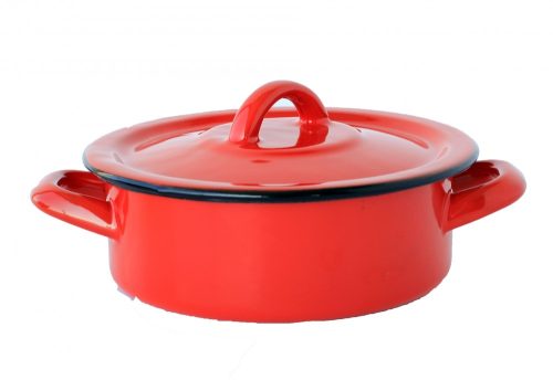 Emaille Topf 16 cm 1 L rot
