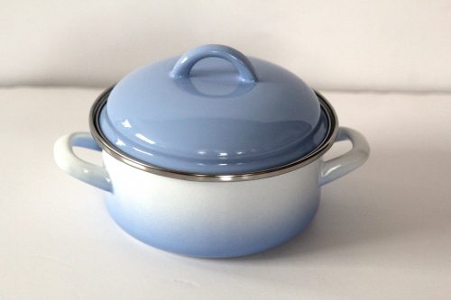 Emaille Topf Blau Weiss, 16 cm  1,25 L