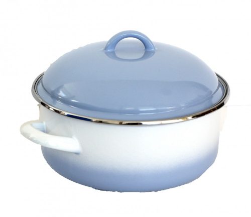 Emaille Topf 22 cm  3,5 L Blau-Weiss